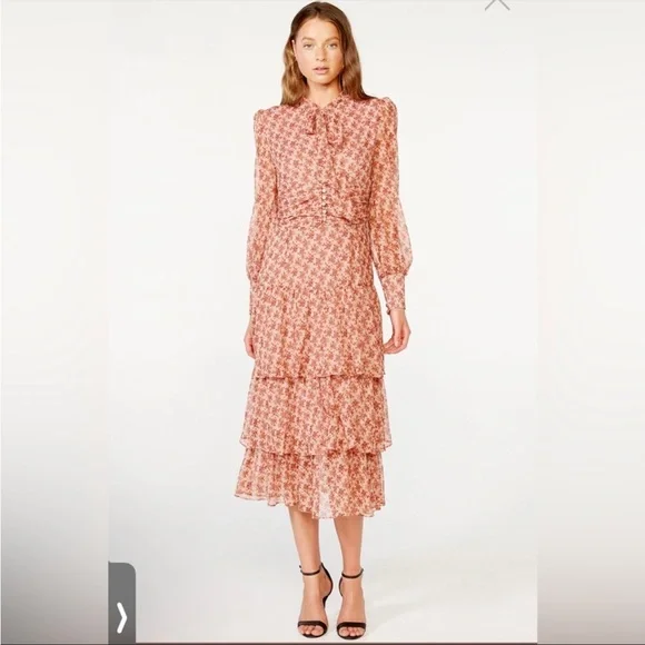 chinese dress ladies Pink Ribbed Ruffle Long Sleeve Bardot Dress